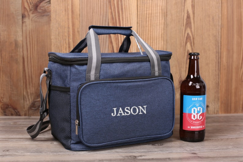 Personalized Groomsmen Gift Cooler Bag with Strap Groomsmen Blue