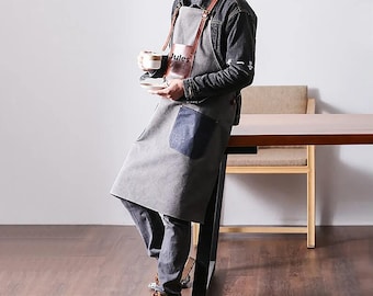 Adjustable Adult Apron Waterproof Apron Kitchen Apron Waitresses Apron Work Apron Cooking Aprons Personalized Waxed Canvas Apron
