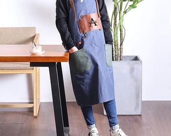 Waxed Canvas Apron Work Apron Kitchen Apron Custom Logo Apron Waitresses Apron Cooking Apron Personalized Apron Barbers Apron Crafter Apron