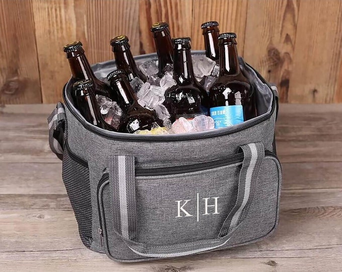 Personalized Beer Cooler Bag, Groomsmen Gift, Monogrammed Insulated Cooler Bag, Custom Gift for Men, Monogrammed Cooler Bag, Christmas Gifts