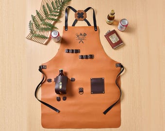 Personalized Leather Apron, Engraved Leather Apron with logo, Bartender's Apron, Custom Work Leather Apron, Barbeque Apron, Men's Chef Apron