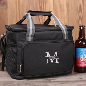 Personalized Beer Cooler Bag Groomsmen Gifts Father's Day Gift Customized Insulated Cooler Bag Custom Gift for Men Cooler Bag with Strap