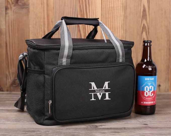 Personalized Beer Cooler Bag Groomsmen Gifts Father's Day Gift Customized Insulated Cooler Bag Custom Gift for Men Cooler Bag with Strap