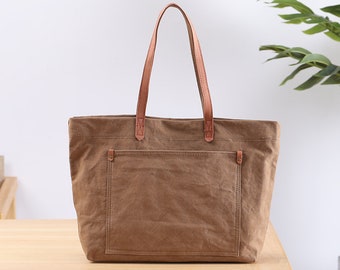 Canvas schoudertassen, canvas tote tas, canvas handtassen, grote canvas tas, canvas tas voor vrouwen, canvas tote met verstelbare schouderriem