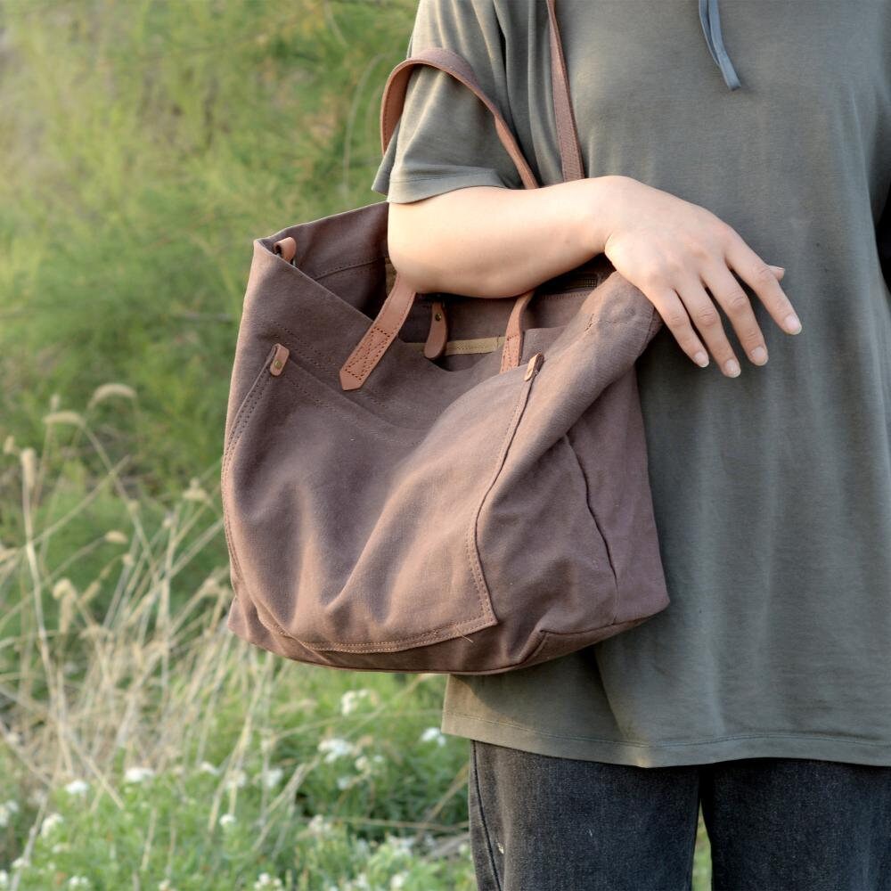 Handmade Canvas Crossbody Bag Canvas Tote Bag with Shoulder Etsy