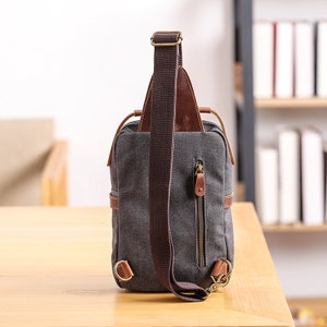 Washed Canvas Sling Bag, Sling Bag Men, Canvas Sling Bag, Motorcycle Bag, Canvas Crossbody Bag, Mens Canvas Bag, Travel Document Holder image 4