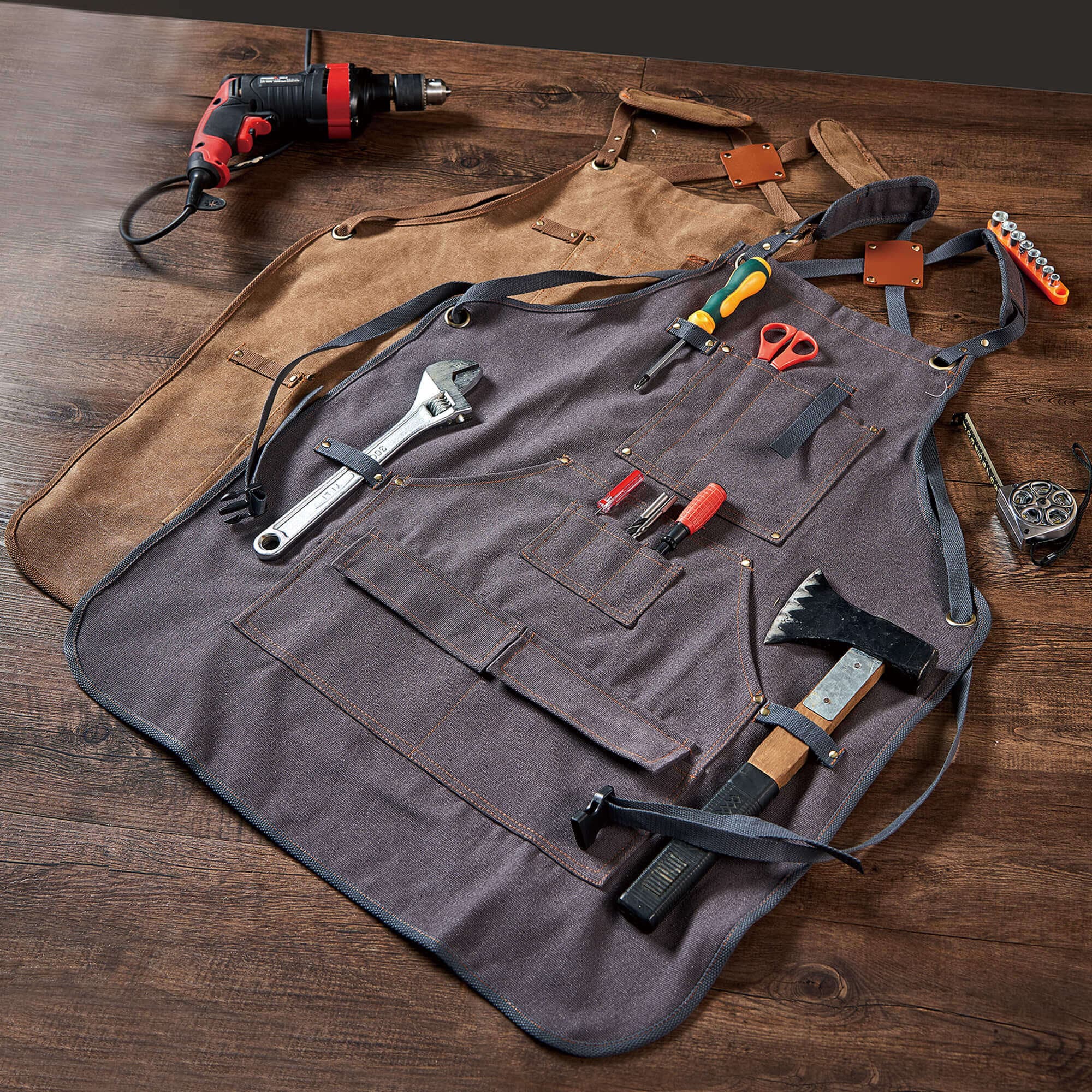 Workbench Apron Personalized Work Apron With Tool Pockets, Heavy Duty Canvas Shop Apron ...