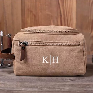 Groomsmen Toiletry Bag Groomsman Gift Personalized Washed Canvas Dopp Kit Shaving Kit Travel Kit Father&#39;s Gift Groomsmen Gifts Wedding Gift