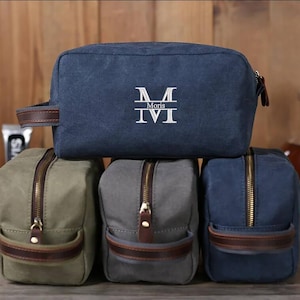 Cadeau personnalisé pour garçons d'honneur, trousse de voyage en toile, trousse de toilette pour homme, trousse de rasage à monogramme, trousse de voyage pour homme, cadeaux de Noël