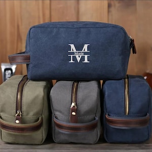 Personalized Groomsmen Gift, Canvas Travel Dopp Kit, Men's Toiletry Bag, Monogrammed Shaving Kit, Men's Travel Case, Christmas Gifts