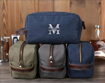 Personalized Groomsmen Gift, Canvas Travel Dopp Kit, Men's Toiletry Bag, Monogrammed Shaving Kit, Men's Travel Case, Christmas Gifts