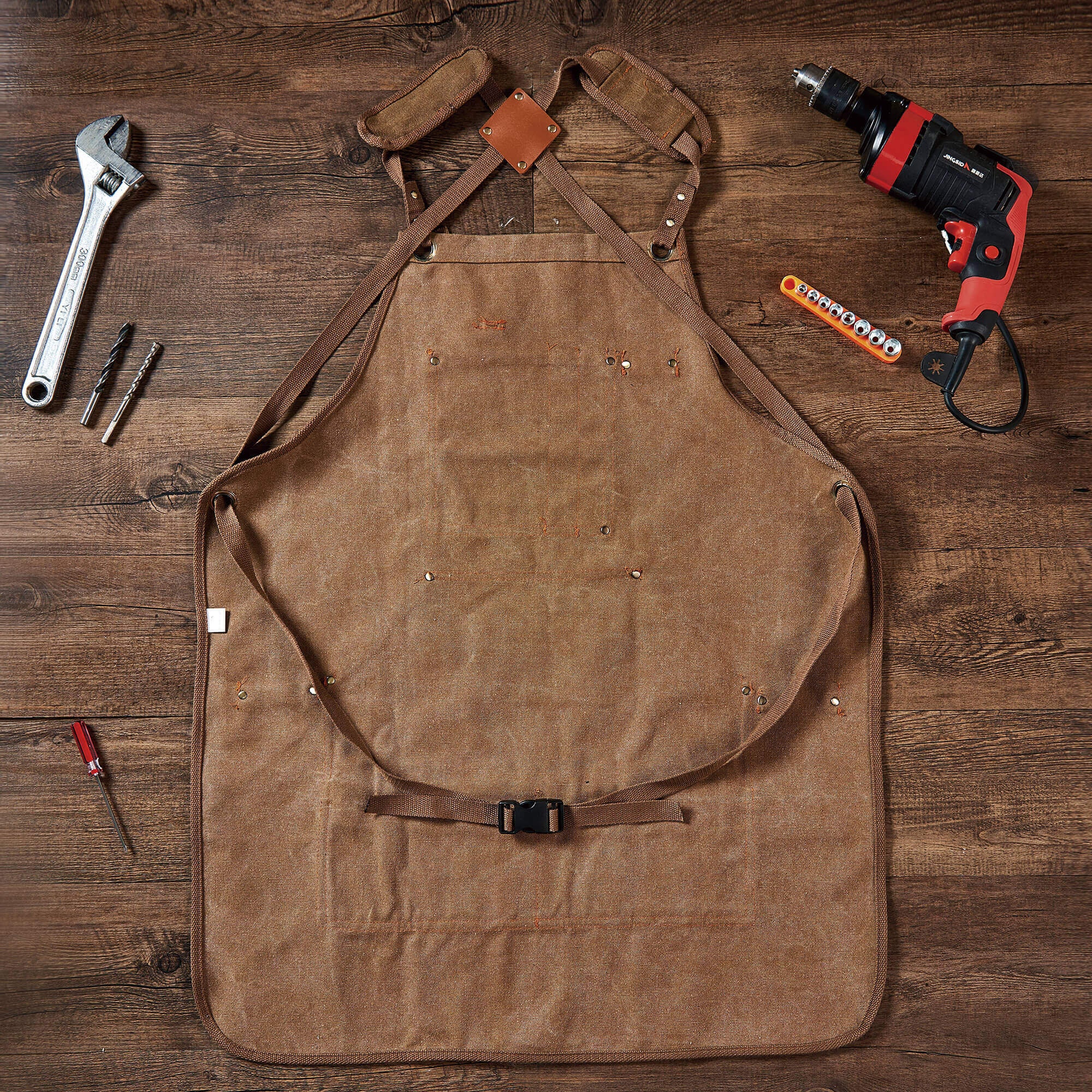 Canvas Werkstattschürze mit Taschen, Personalisiertes Geschenk für Ihn, personalisierte Barschürze, bestickte Küchenschürze, Grillschürze, Barkeeperschürze