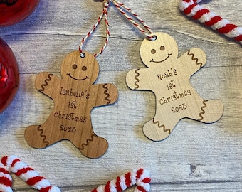 Personalised 1st Christmas Gingerbread Tree Decoration - 1st Tree Decoration - Baby's First Christmas 2023 - New Baby Tree Dec - Gingerbread