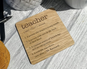 Personalised Teacher Gift - Thank You Teacher Coaster - End of Year Gift - End of Term - Teacher Gift - School - Christmas Teacher Gift