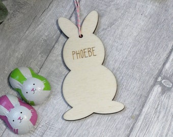 Easter Bunny Tag - Easter Basket Tag - Wooden Name Tag - Easter Decoration - Bunny Tag with Name - Easter place name - Personalised Easter