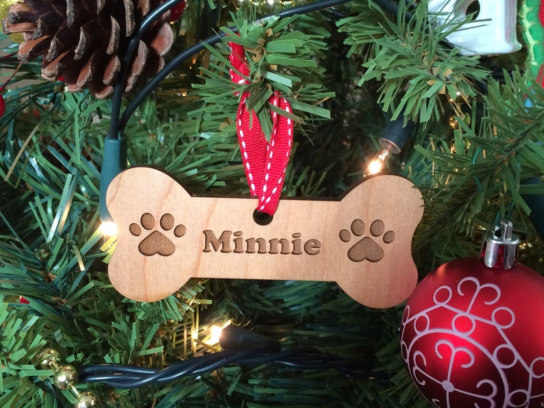 Dog Bone Wooden Personalised Christmas Tree Decoration Etsy