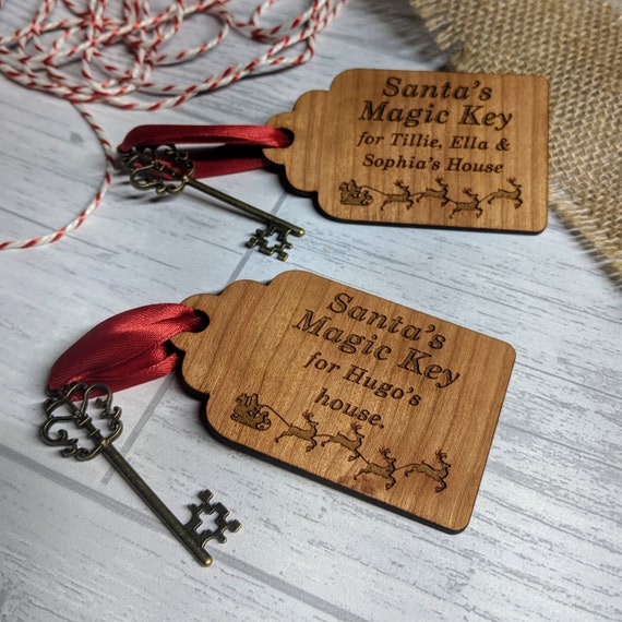 Personalised Santa's Magic Key, Santa No Chimney Christmas Eve Traditions  Laser Engraved Personalised Christmas Ornament Santa Key 