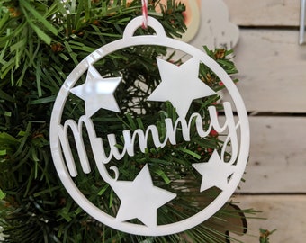 Personalised Name & Stars - Christmas Tree Decoration - Bauble - Xmas Tree Dec - Nordic Decoration - Personalised Christmas Ornament