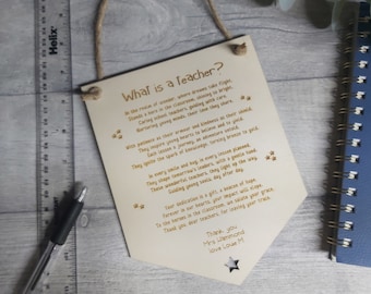 Teacher Gift - Teacher Poem - End of term gift - Classroom Sign - Thank You Teacher