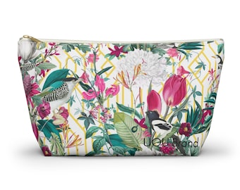 Makeup Bag, Tropical White Accessory Pouch