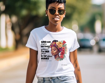 Maglietta cristiana nera, Proverbi 31, maglietta per donne afroamericane, maglietta con versetto della Bibbia, maglietta religiosa, regalo per donne nere, maglietta della fede