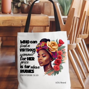 Black Girl Tote, Melanin Bag, Faith Tote, Scripture Bag, Bible Bag, Women of Faith, Christian Gifts, African American Gift