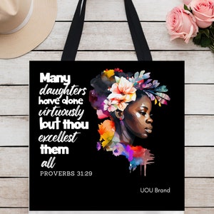 Black Girl Tote, Melanin Bag, Faith Tote, Scripture Bag, Bible Bag, Women of Faith, Christian Gifts, African American Gift