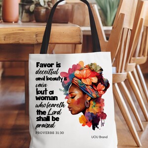 Black Girl Tote, Melanin Bag, Faith Tote, Scripture Bag, Bible Bag, Women of Faith, Christian Gifts, African American Gift