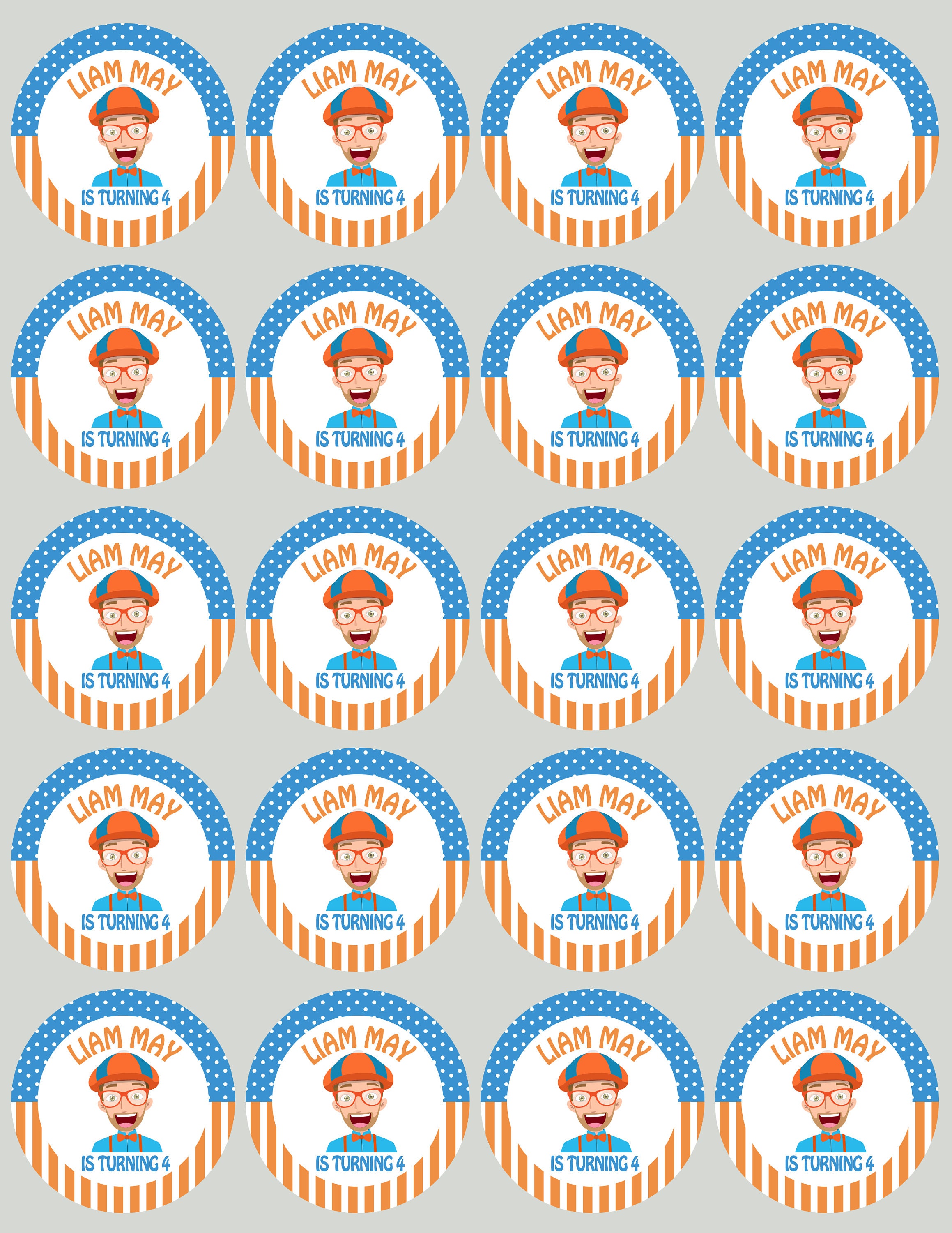 Paper Labels Blippi Cupcake Toppers Blippi Favor Blippi Birthday Party  Blippi Printable Digital Files mindtek.it
