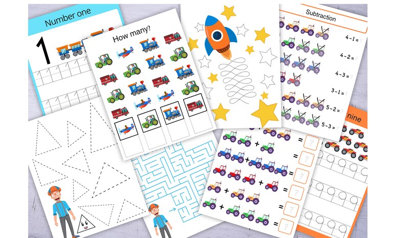 Download 62 Blippi Printables handrawing practice shapes addition ...