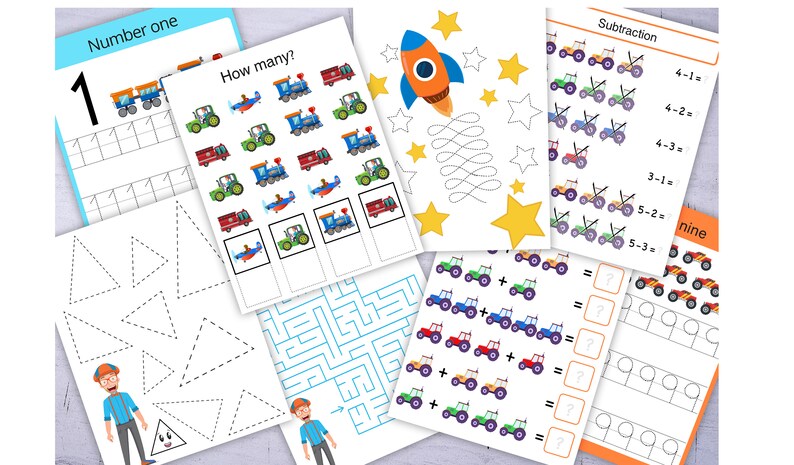 Download 62 Blippi Printables handrawing practice shapes addition | Etsy