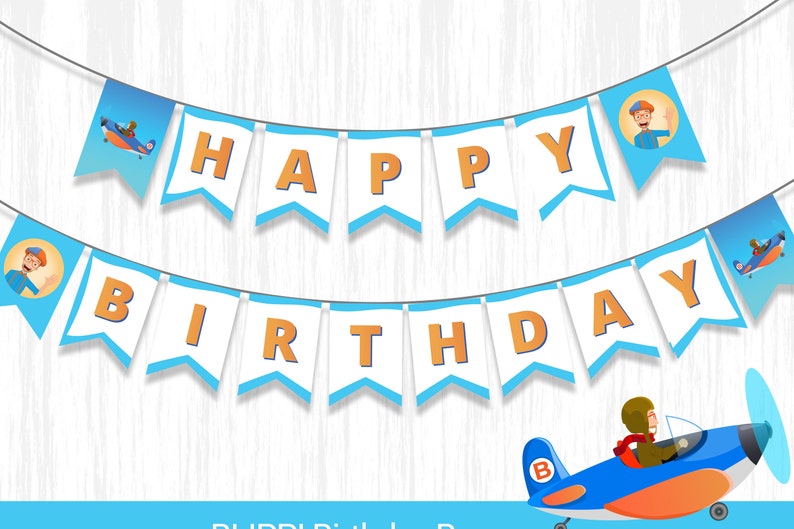 Blippi airplane banner Blippi birthday banner Blippi | Etsy