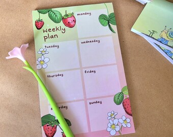 Bloc-notes pour agenda hebdomadaire aux fraises