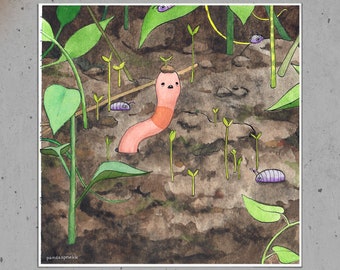 Impression de vers dans le jardin