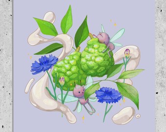 Impression d'art Earl Grey London Fog Tea Fairies, 11 x 11 po.