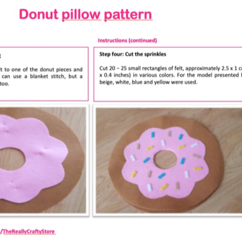 Donut Pillow Sewing Pattern Kid's Room Decor Sweet Etsy