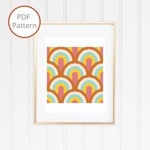 Retro Geometrical Wall Art Cross Stitch Pattern, Vintage Cross Stitch, Retro Decor, Retro Wall Art, Geometric Cross Stitch, Instant Download
