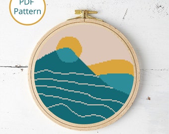 Abstract Mountain Landscape Cross Stitch Pattern (PDF Download)