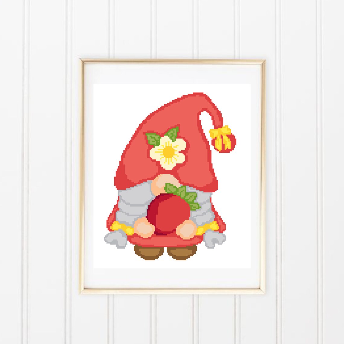 Strawberry Gnome Cross Stitch Pattern Gnome Lover Gift Pink Etsy