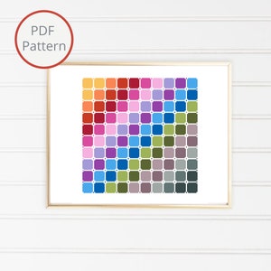 Rainbow Squares Geometrical Cross Stitch Pattern, Rainbow Art, Modern Cross Stitch, Colorful Embroidery, Home Decor, Instant PDF download