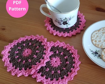 Splash of Color Coasters pattern, Colorful Crochet Coasters Pattern, Doily Coasters, Lace Multi-color Flower Coasters, Instant PDF Download