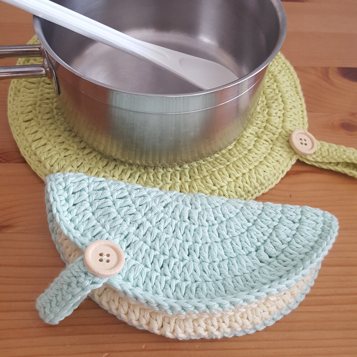 Double Sided Crochet Round Potholder Pattern in Two Sizes Etsy