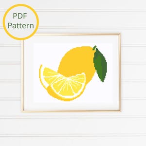 Lemons Cross Stitch Pattern, Citrus Fruit Cross Stitch, Lemons Embroidery, Modern Cross Stitch, Food Cross Stitch, PDF Instant Download