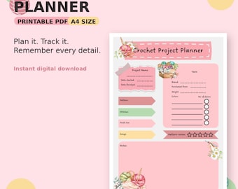 Crochet Project Planner Printable, Crochet Journal & Project Tracker PDF