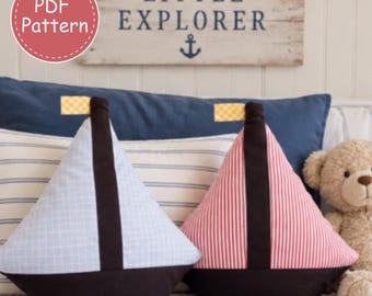 Sailboat Pillow Sewing Pattern: Nautical Coastal Decor (PDF Digital Download)
