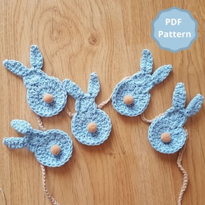 Bunny Garland Crochet Pattern, Bunny Party, Bunny Banner, Bunny Bunting, Nursery Decor, Easter Decor, First Birthday Decor, Bunny Baby Gift