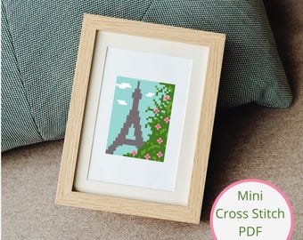 Mini Paris Landscape Cross Stitch Pattern: Miniature Wall Art (PDF Download)