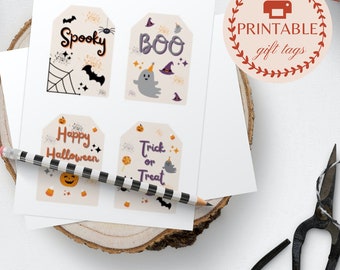 Printable Halloween Gift Tags, Happy Halloween Gift Tags, Halloween Favors, Boo Gift Tags, Trick or Treat Favor Tags, Halloween Goodie Bags