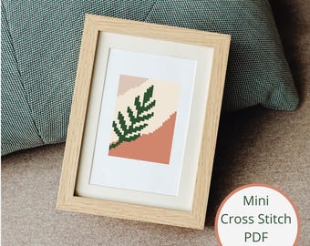 Tiny Floral Cross Stitch Pattern, Abstract Plant, Beginner DIY (PDF Download)