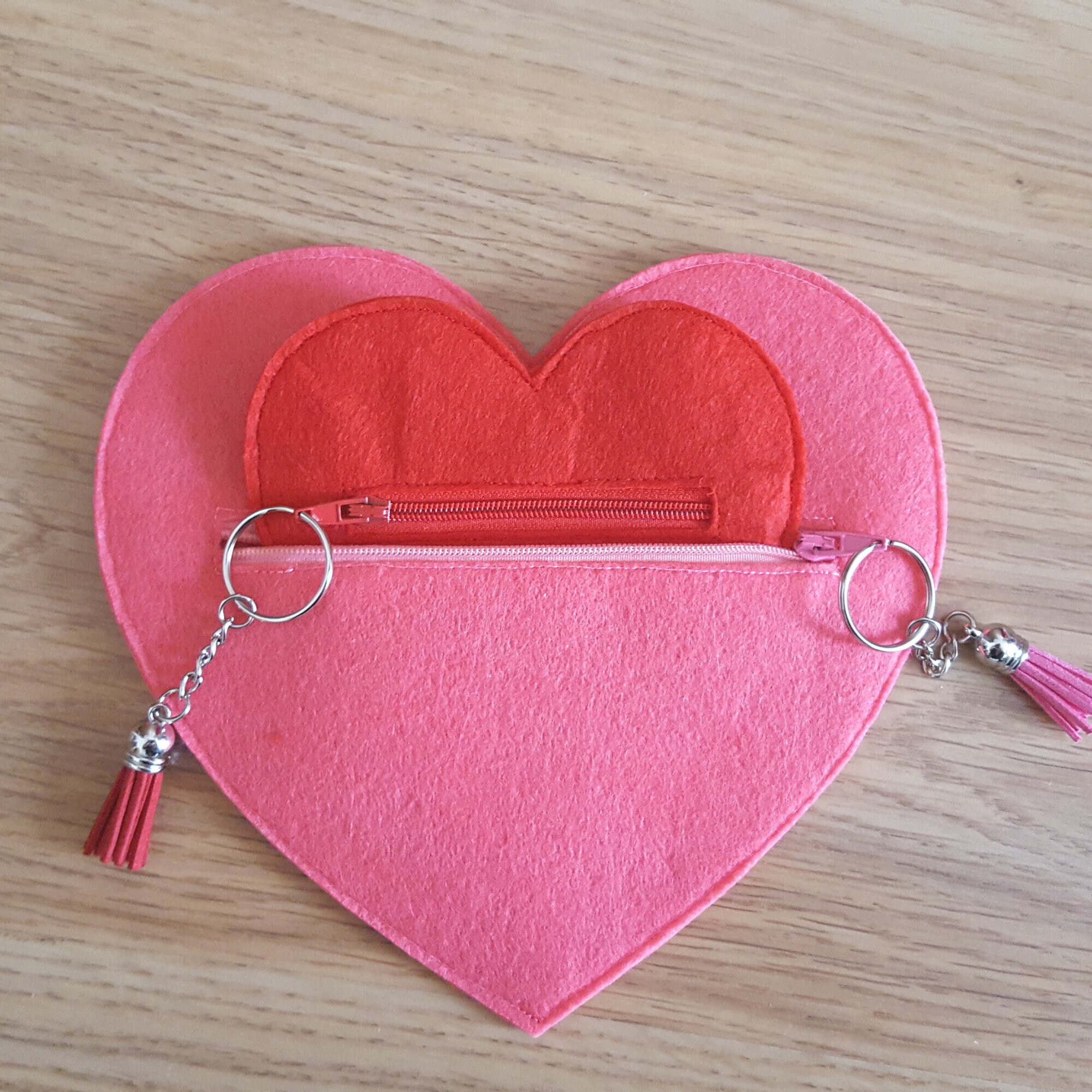 Heart Shaped Coin Purse - Lovely Embroidery on Vegan Leather – NGAOS UK